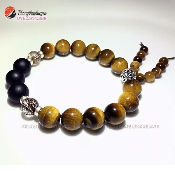 vòng đeo tay đá mắt hổ vàng đen