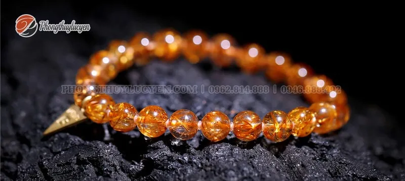 Vòng thạch anh tóc đỏ trong suốt