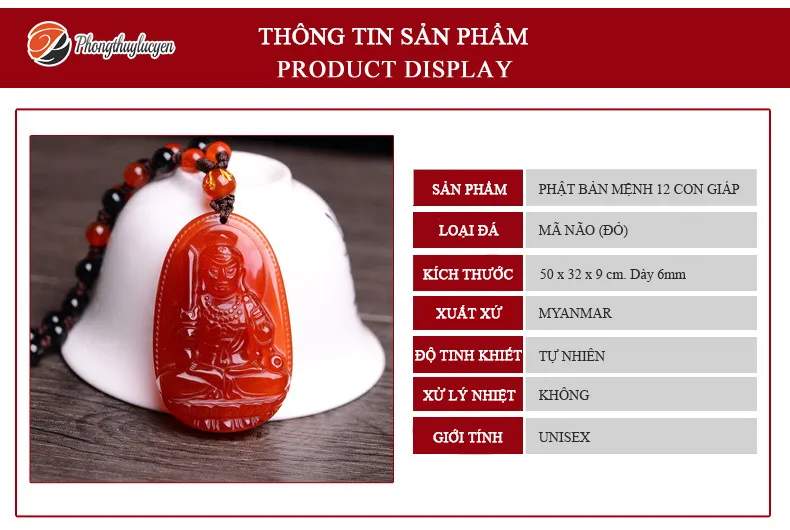 Thông tin chi tiết sản phẩm Phật bản mệnh đá mã não