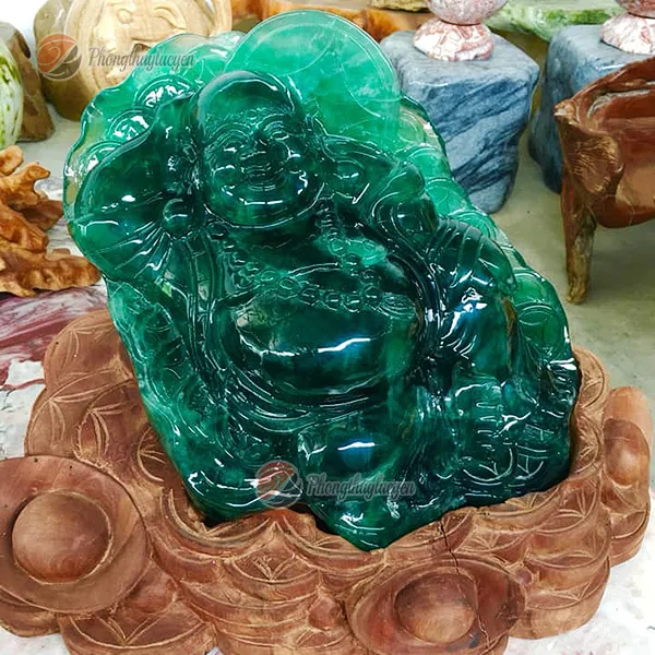 Tượng Di Lặc ngồi bằng đá Fluorite