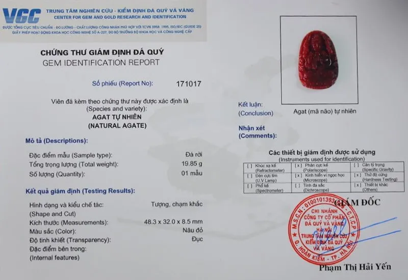 kiểm định đá mã não đỏ