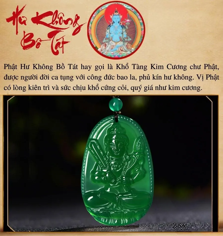 phật hư không bồ tát đá thạch anh xanh