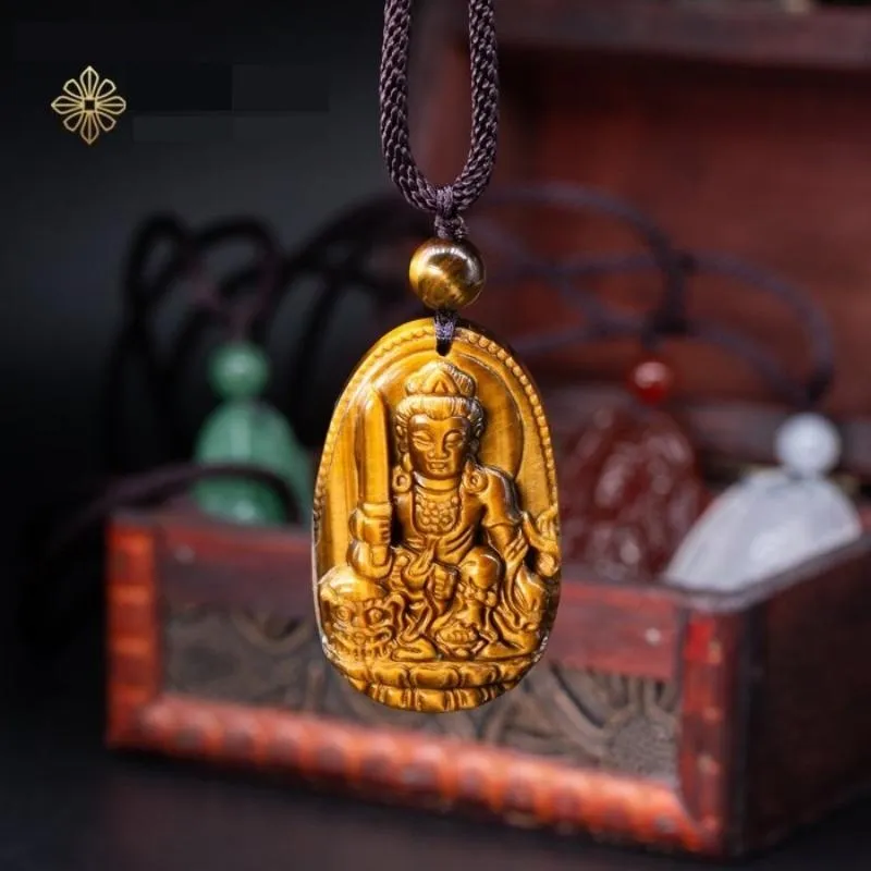 dây chuyền mặt phật văn thù đá mắt hổ