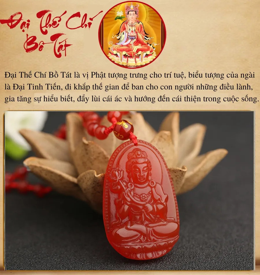 phật đại thế chí đá mã não đỏ