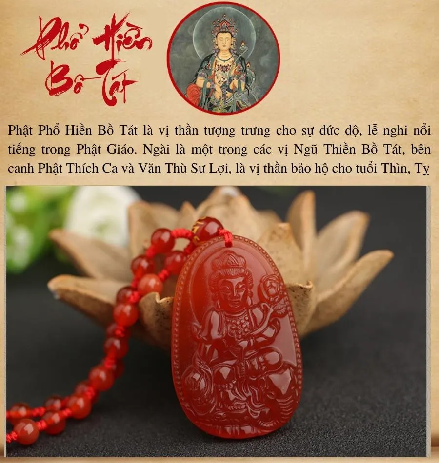 mặt phật phổ hiền đá mã não đỏ