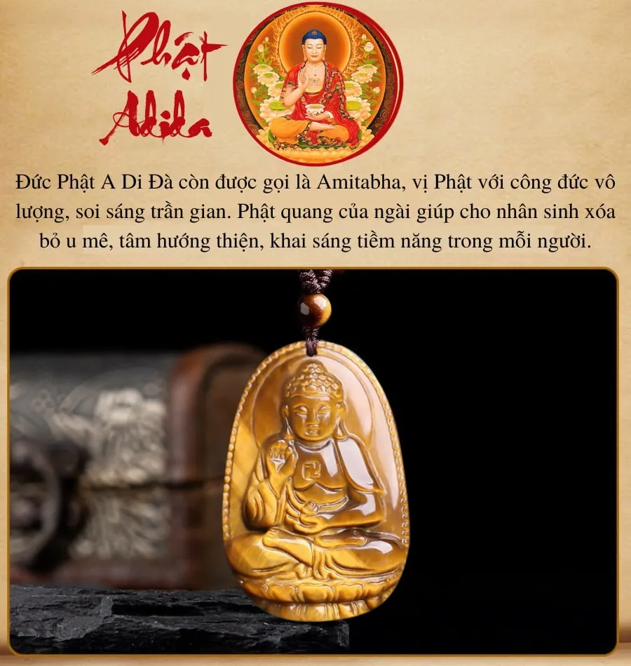 mặt phật adida đá mắt hổ