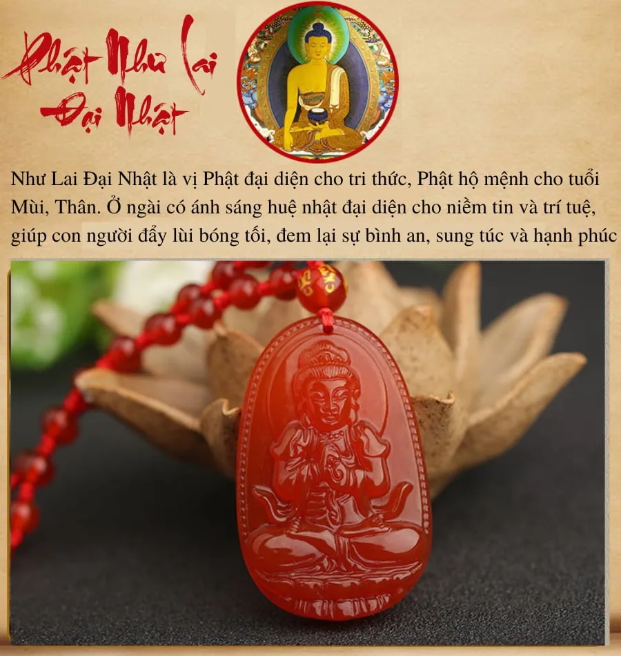 phật như lai mã não đỏ